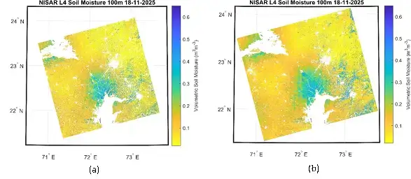(a) NISAR L-band (HH & HV-polarizations) (b) NISAR S-band HH & HV-polarizations in ascending pass