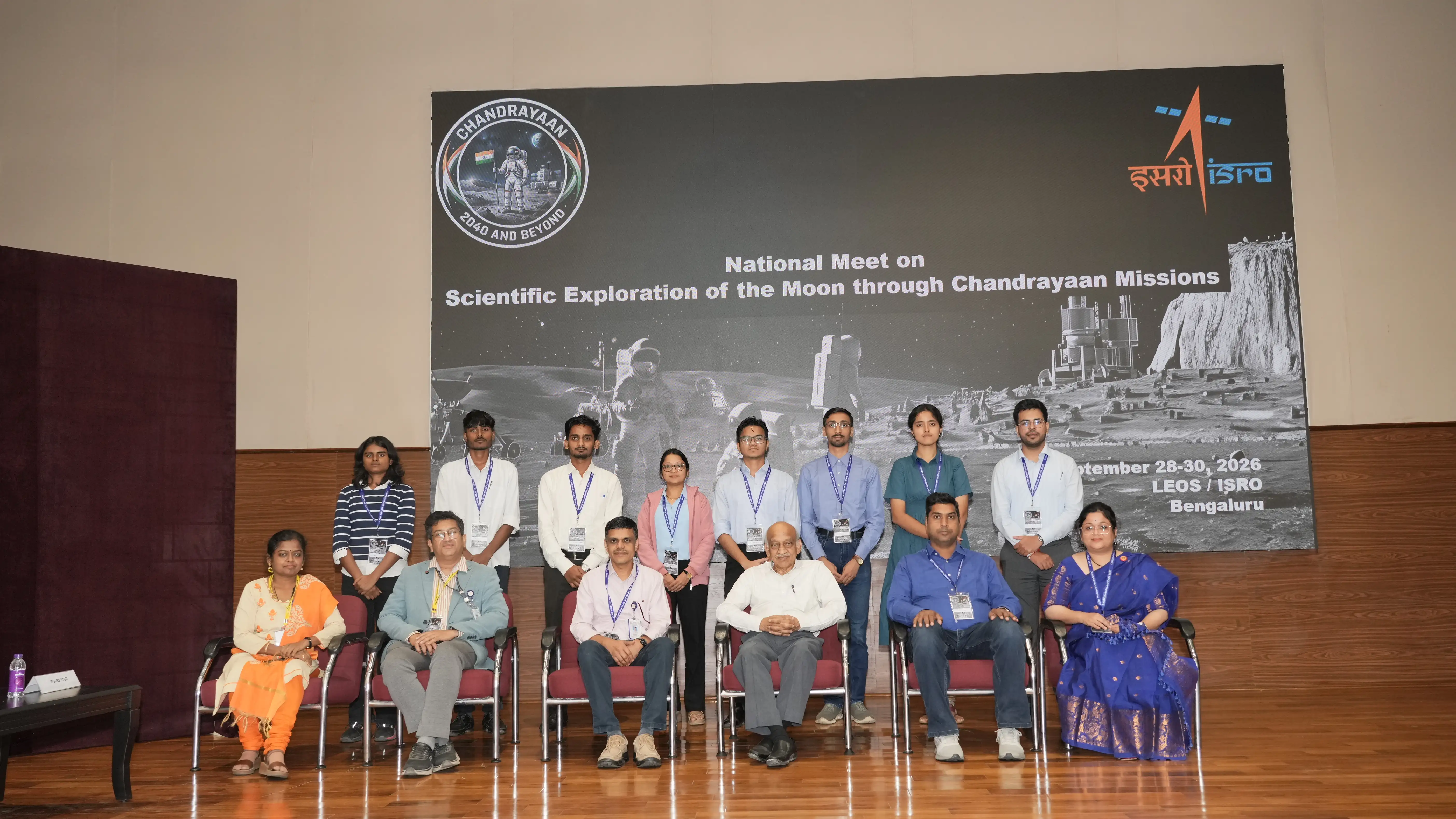 Winner students (standing) of an all-India hackathon on lunar architecture for scientific bases and habitats, along with Shri A S Kiran Kumar, former Secretary, DOS / Chairman, ISRO, member Space Commission, Chairman, Apex Science Board, ISRO, as well as their mentors from academia and ISRO.