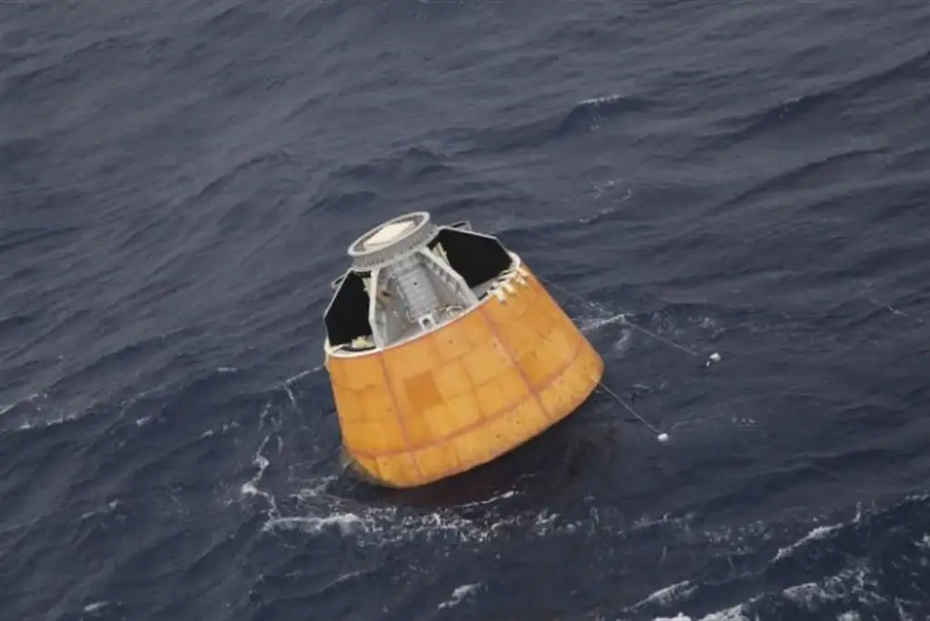 Crew Module floating in the Andaman Sea after splash down