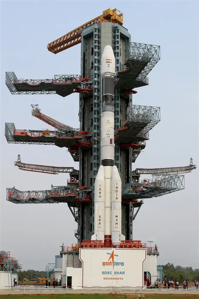 GSLV-F08 at the Umbilical Tower of the Second Launch Pad