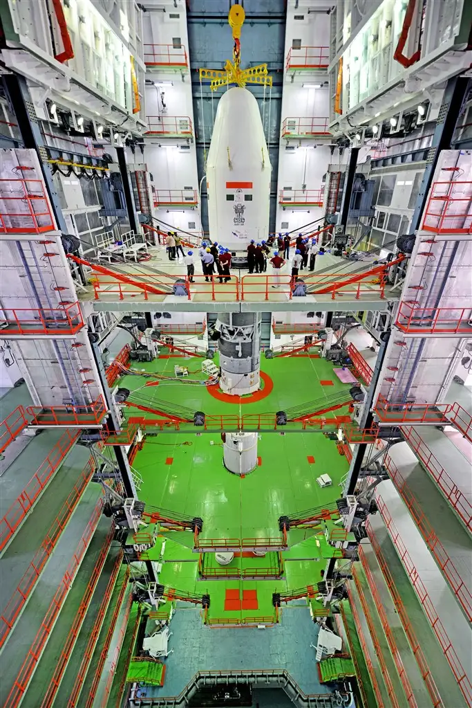 Fully Integrated GSLV-F08 inside the Vehicle Assembly Building