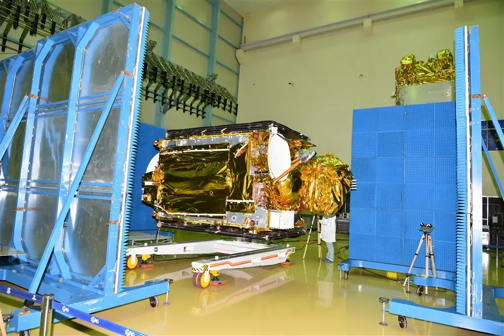 Nozzle End Segment of GSLV-F08 Core Stage being placed on the Mobile Launch Pedestal