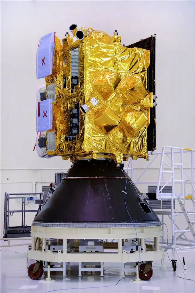 INSAT-3DR Satellite in clean room at Sriharikota