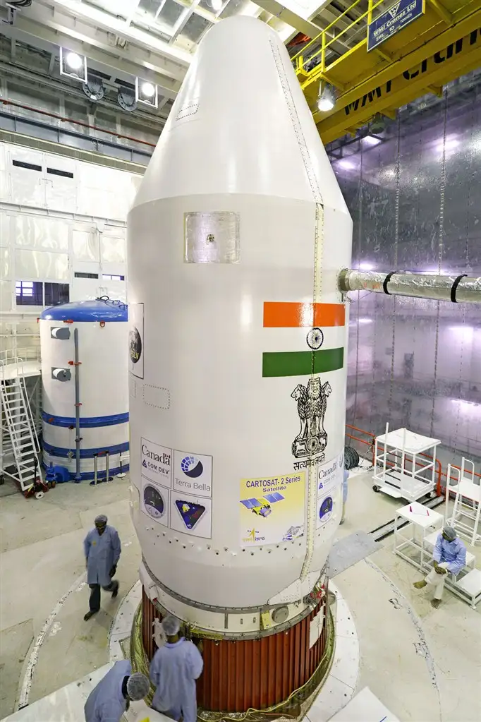 PSLV-C34 Heat-shield closed with all the 20 satellites inside