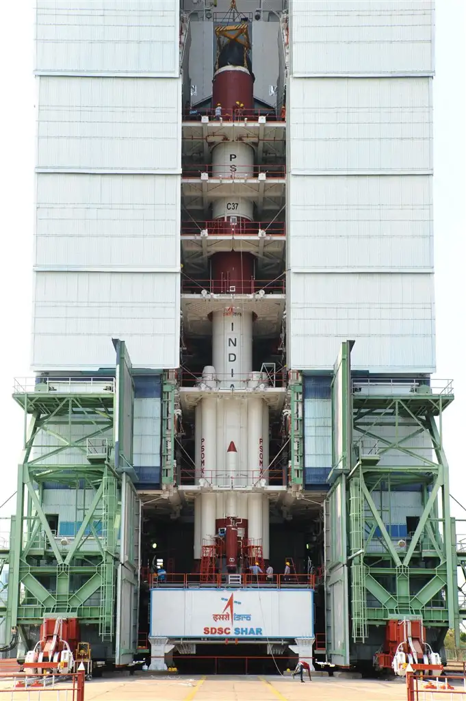 PSLV-C37 Vehicle being integrated at Mobile Service Tower