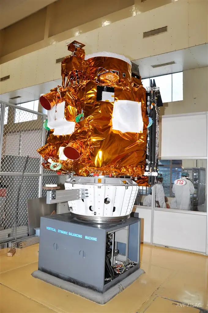 Spacecraft undergoing Dynamic Balancing Test