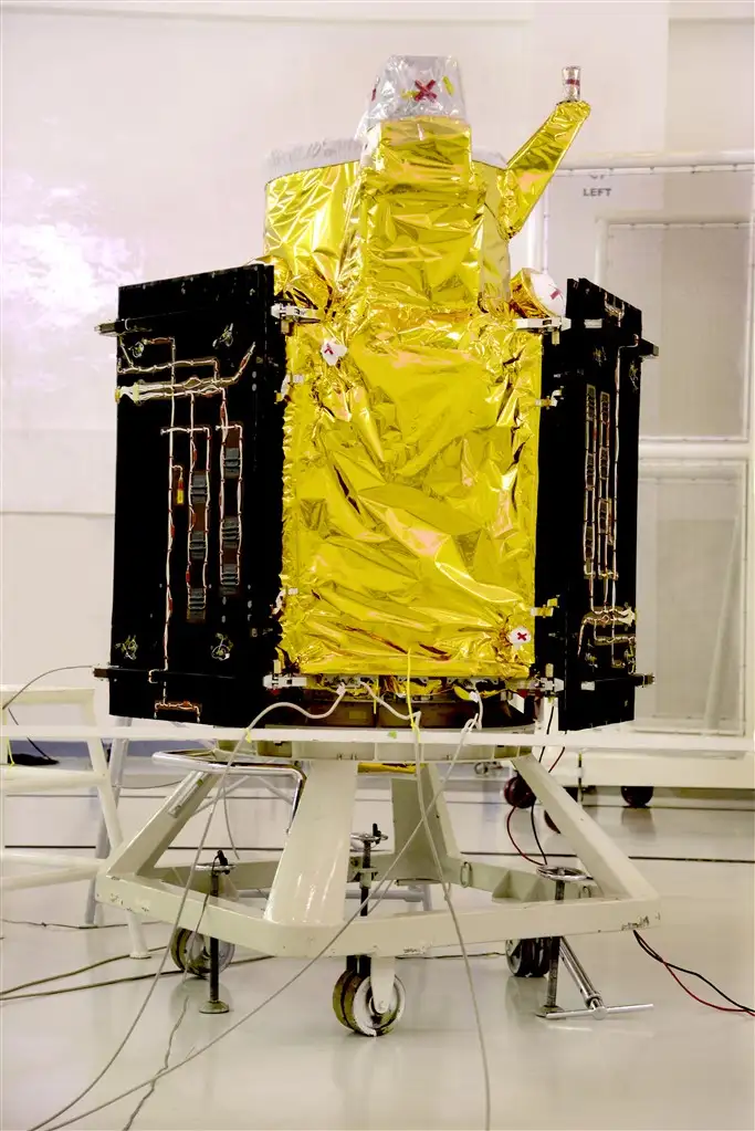 Cartosat-2 Series Satellite in a clean room at the launch centre