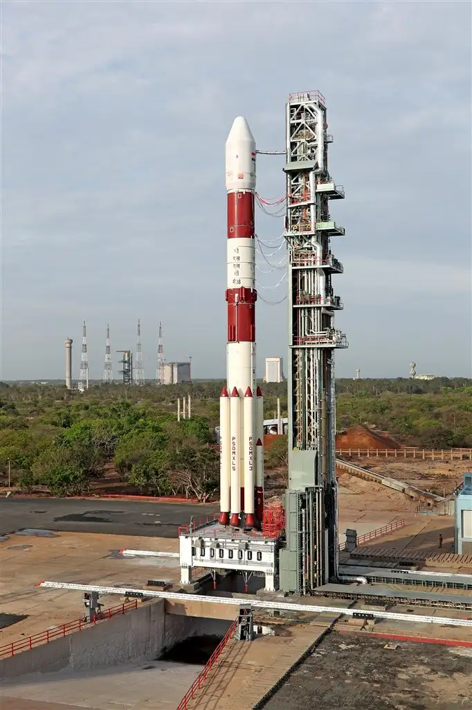 Fully integrated PSLV-C38 with all the 31 Spacecrafts at First Launch Pad