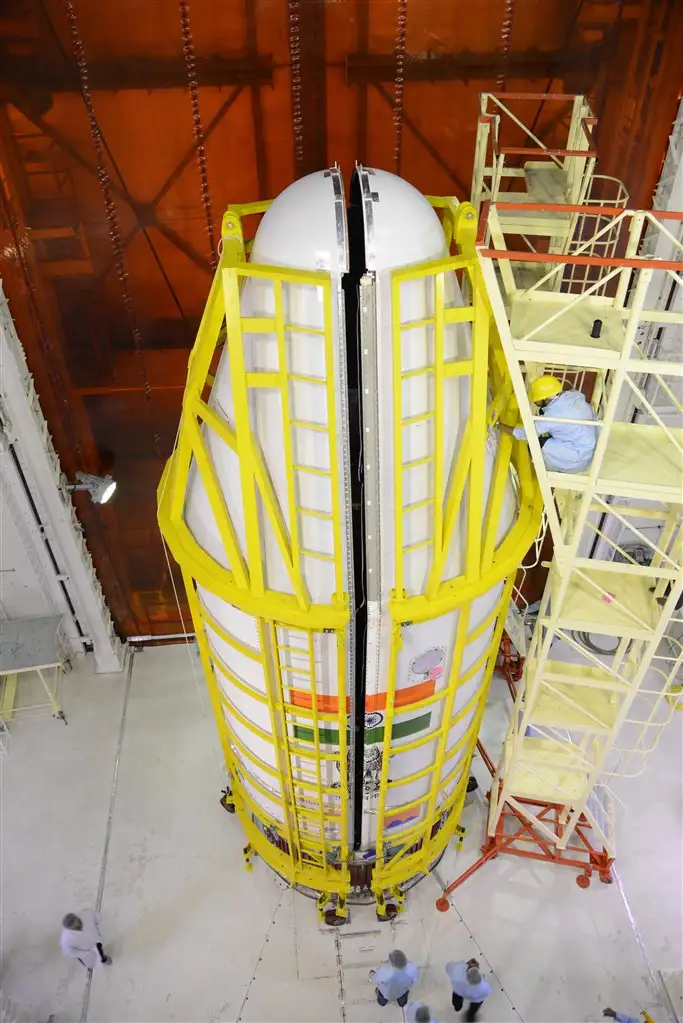 PSLV-C38 heat shield is being closed with all 31 satellites