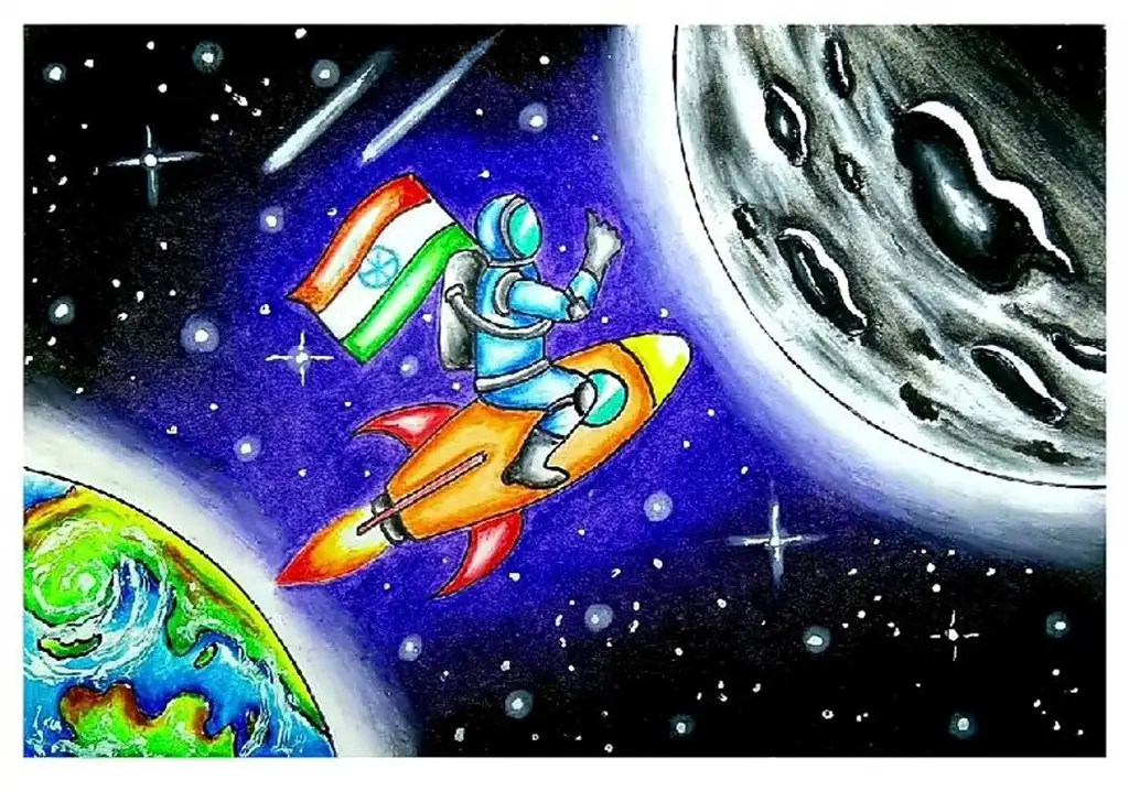 Pictures/paintings by students on the occasion of International Moon Day online quiz competition held on 20 /07/2022