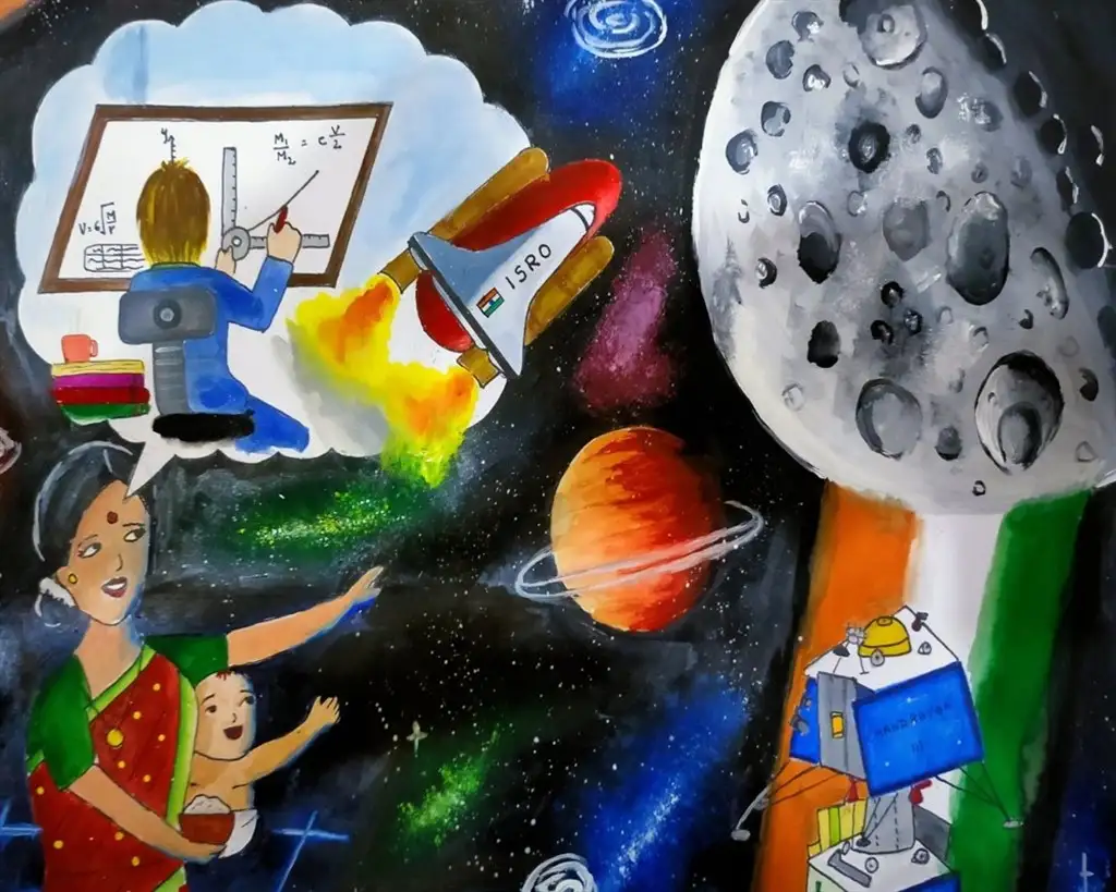 Pictures/paintings by students on the occasion of International Moon Day online quiz competition held on 20 /07/2022