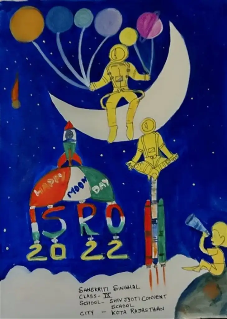 Pictures/paintings by students on the occasion of International Moon Day online quiz competition held on 20 /07/2022