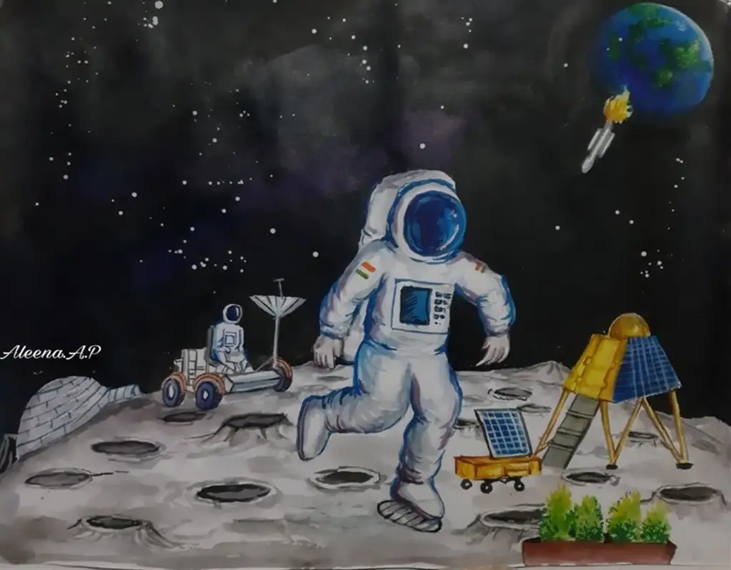 Pictures/paintings by students on the occasion of International Moon Day online quiz competition held on 20 /07/2022